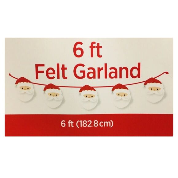Christmas Santa Garland Fabric Felt Plush 6' Stuffed NEW Red White - Picture 1 of 2